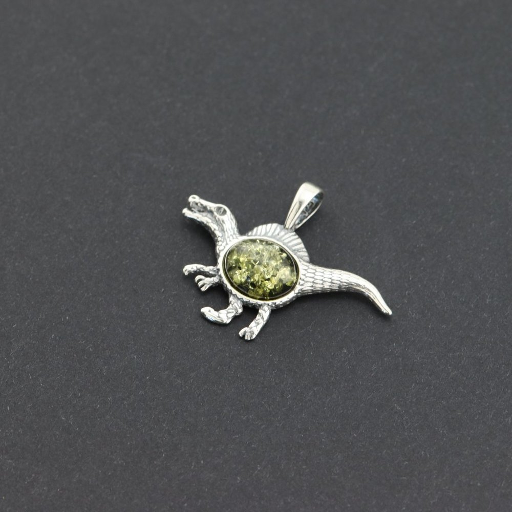 Sterling silver pendant with natural Baltic amber, dinosaur amber pendant - Picture 4 of 8